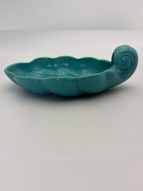 Vintage Turquoise Ceramic Shell Dish - Gorgeous Color